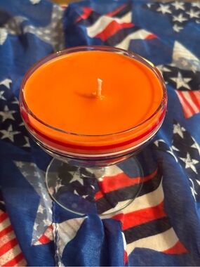 Watermelon candle in Patriotic Glass